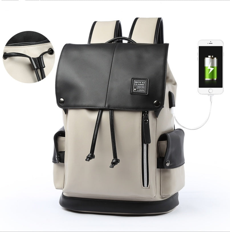 man backpack pu leather usb recharging laptop school bag male waterproof travel multi color backpack fashion casual quality bag