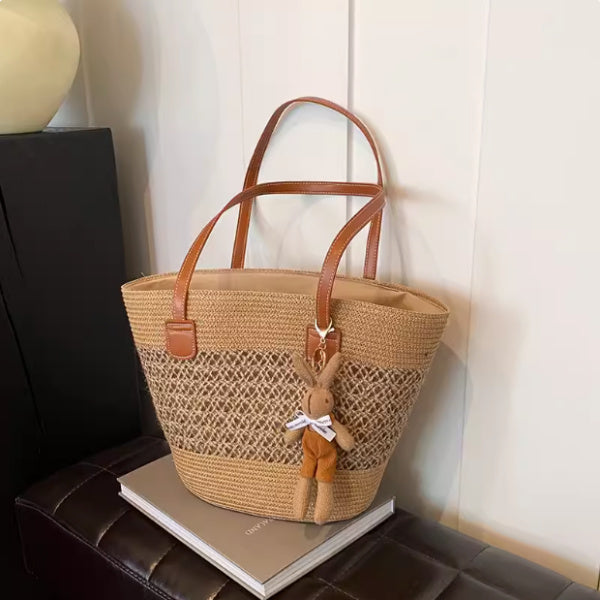 tote seaside large capacity woven shoulder bag rattan woven