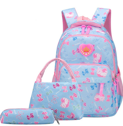 new student bag simple splash proof backpack sweet print backpack three piece