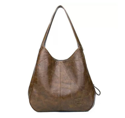 Vintage Large Capacity Shoulder Bags For Women Retro PU Leat