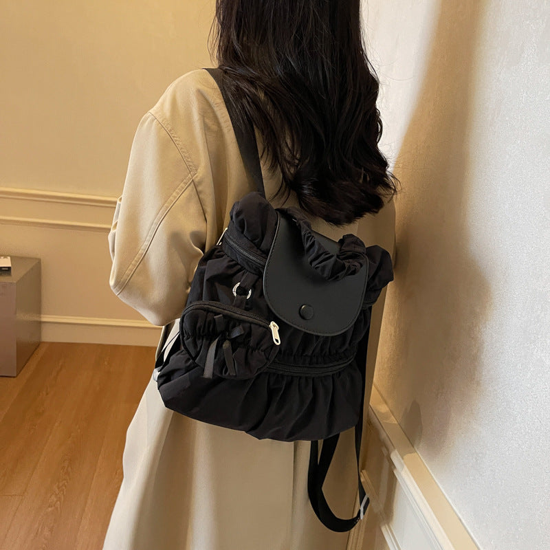 womens fashionable pleated backpack