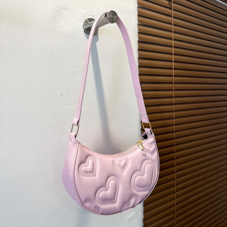 womens solid color love embroidered shoulder bag