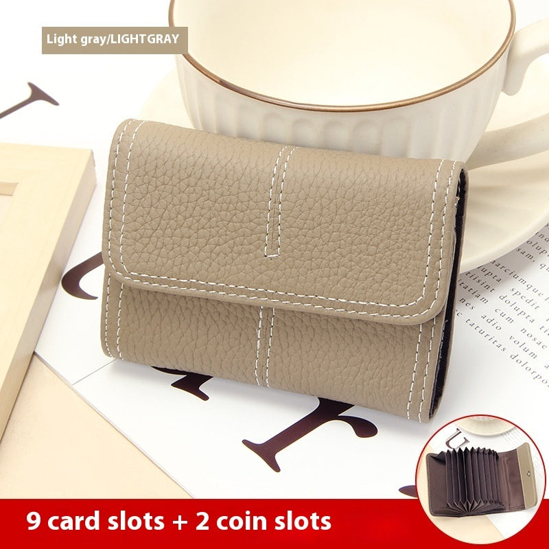 large capacity womens certificate holder first layer cowhide card holder wallet