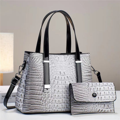 womens fashion crocodile pattern large capacity combination bags