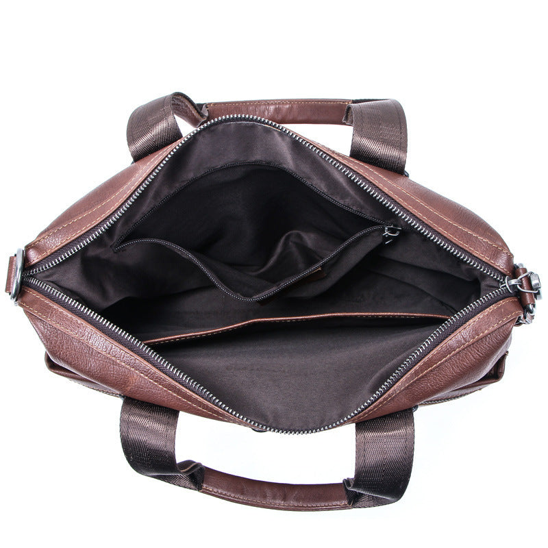 computer vegetable tanned leather portable briefcase casual leather mens bag