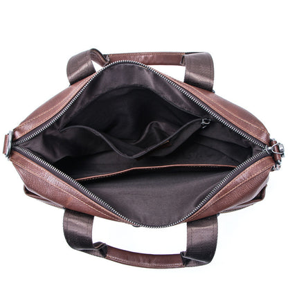 computer vegetable tanned leather portable briefcase casual leather mens bag