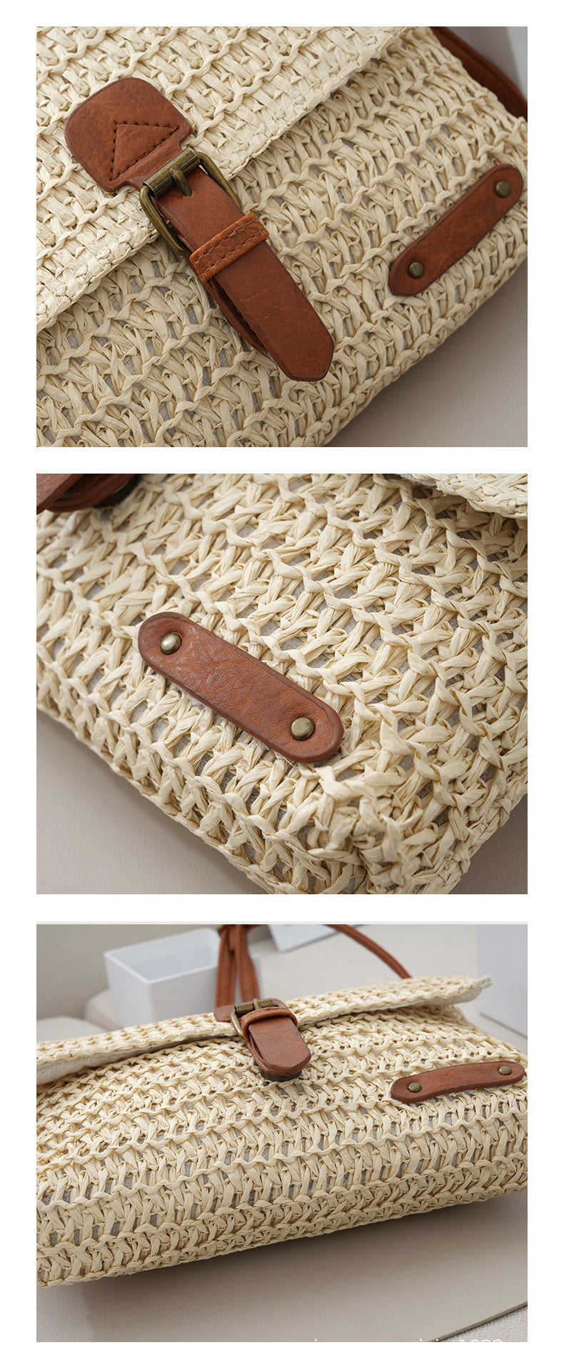 womens summer beach travel crossbody straw bag