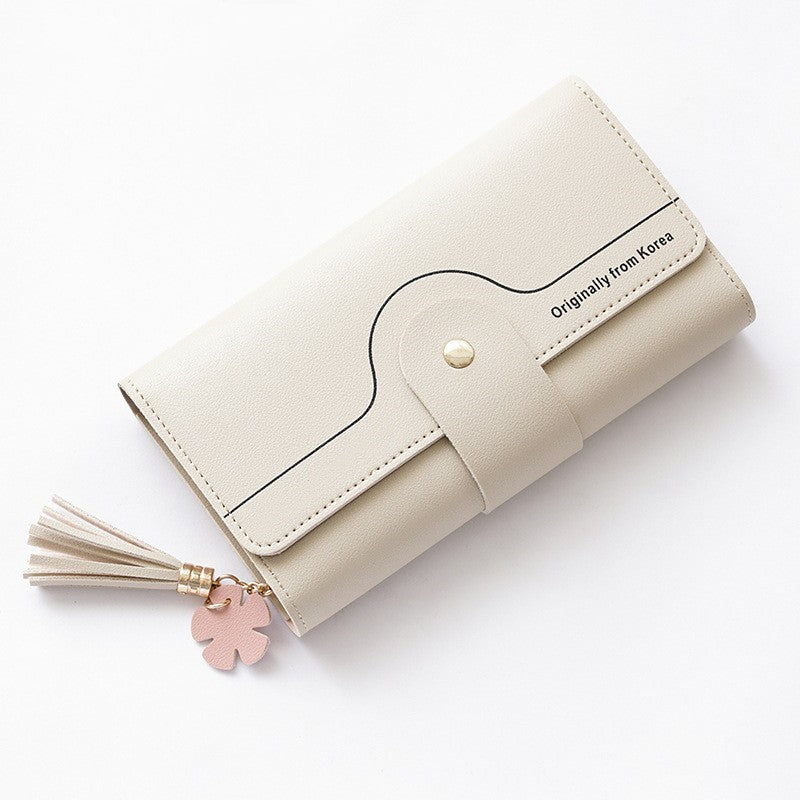 geometric alphabet buckle clutch tassel petal long ladies wallet