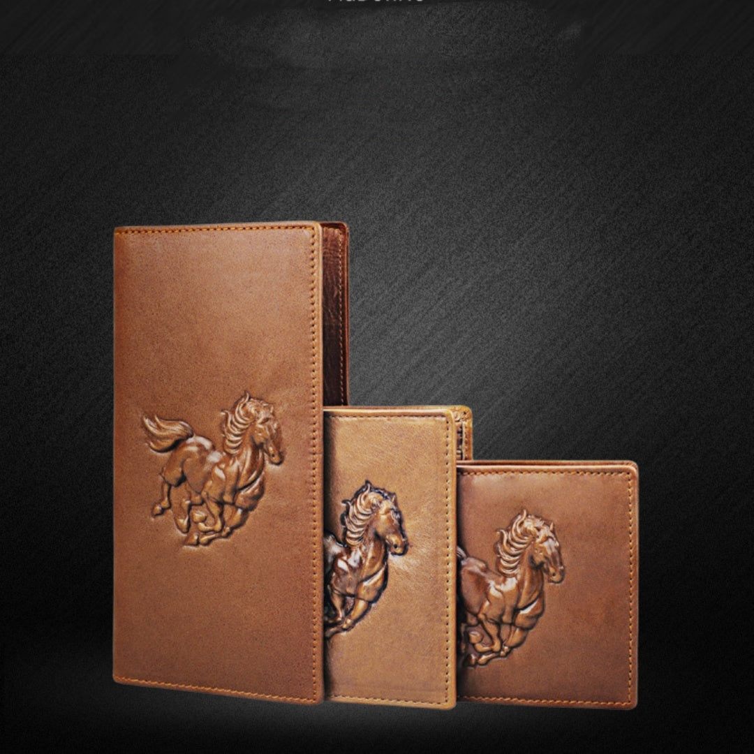 personalized retro handmade embossed leather wallet for man