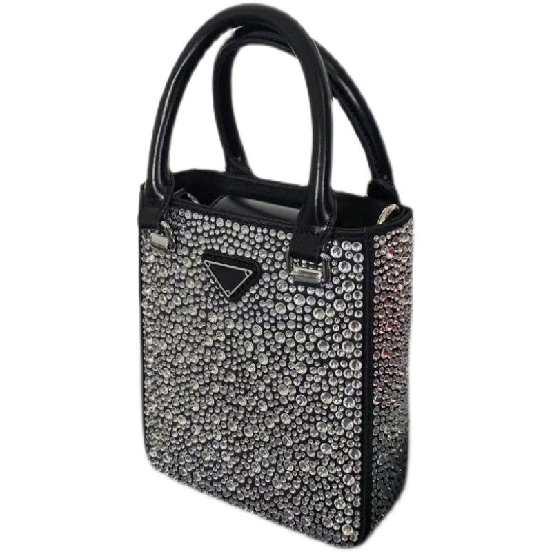 womens high end diamond studded one shoulder rhinestone bag