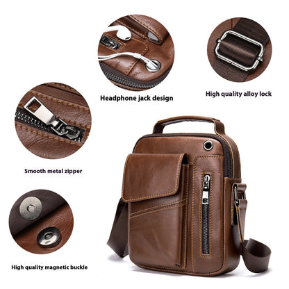 mens business minimalist leather crossbody bag
