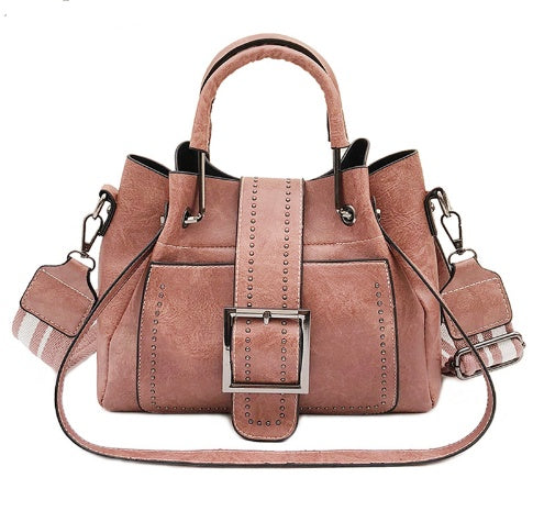 double leather bucket bag handbag