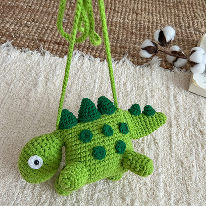 little dinosaur woolen yarn bag hand crocheted