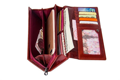 leather womens wallet long leather clutch multi card coin