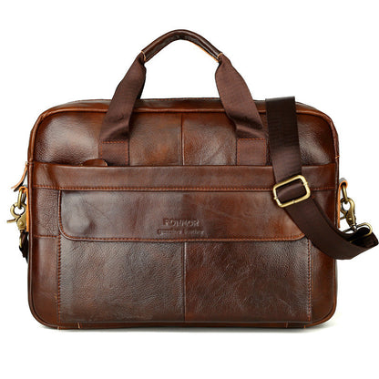 cowhide mens horizontal business bag