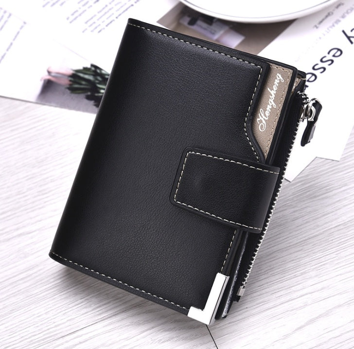 mens wallet vertical multi function card bag zipper buckle three fold wallet wallet coin purse us gold clip