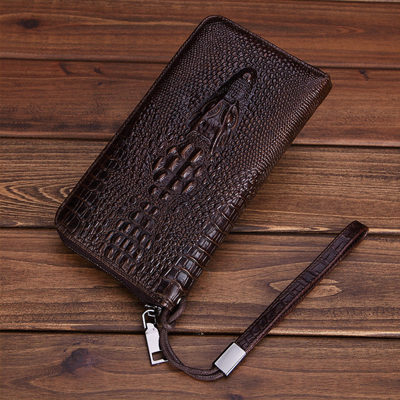 crocodile embossed cowhide wallet