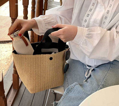 casual rattan women handbags