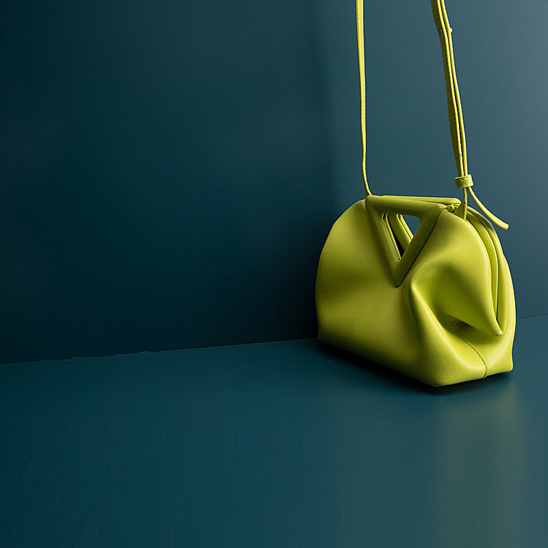 calfskin soft leather triangle cloud bag shoulder crossbody