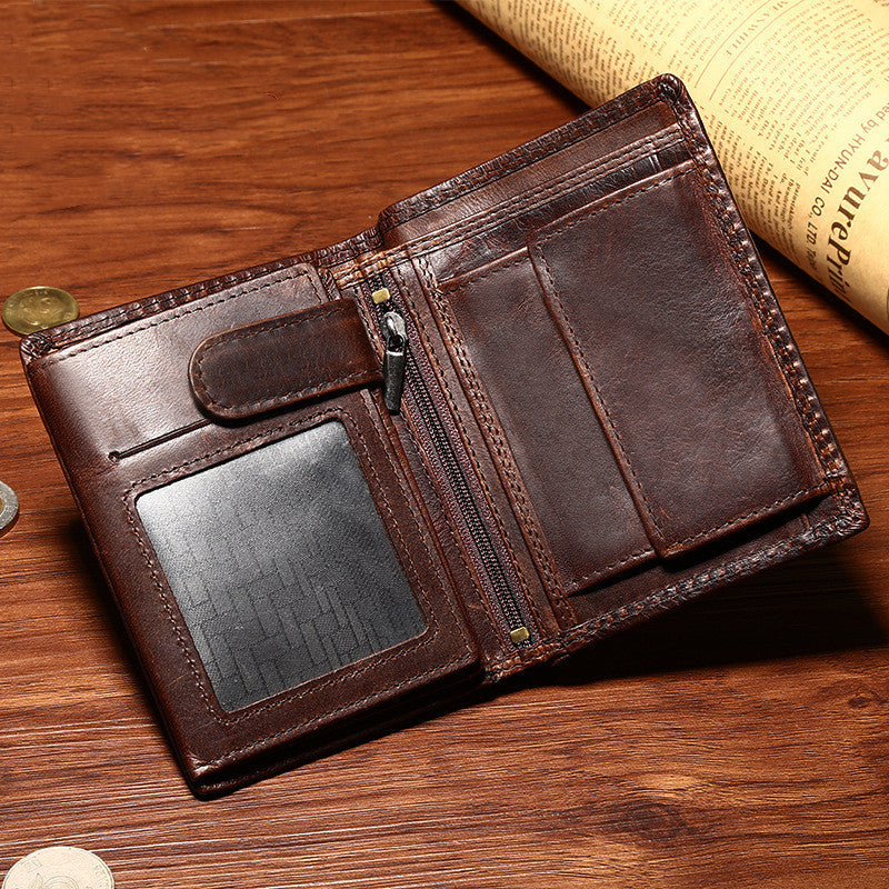 mens business vintage leather wallet