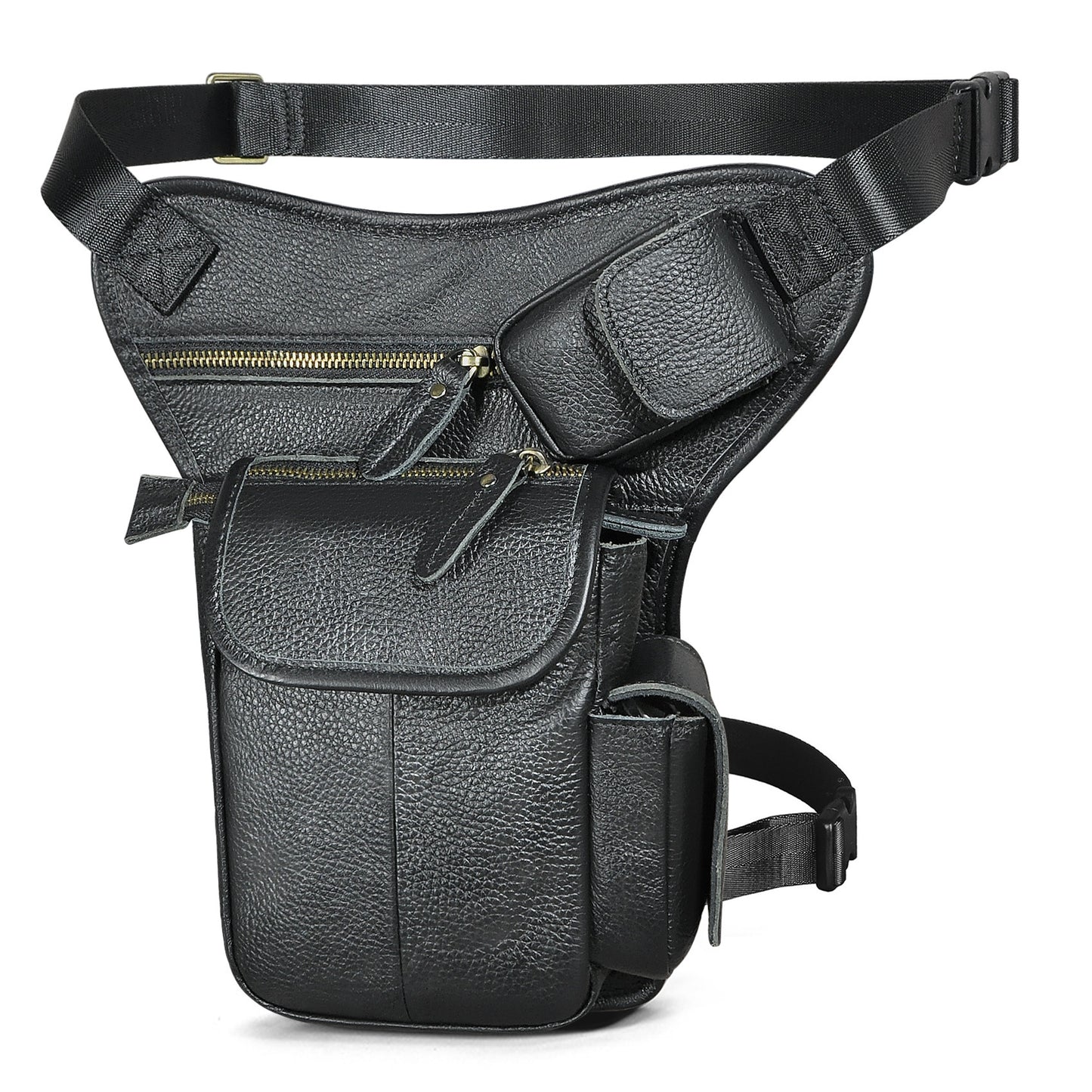 first layer oil waxed leather cowhide vintage mens outdoor leg bag waist bag