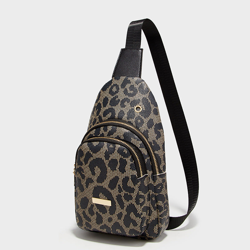 leopard print fashion sports and leisure style womens chest crossbody shoulder bag