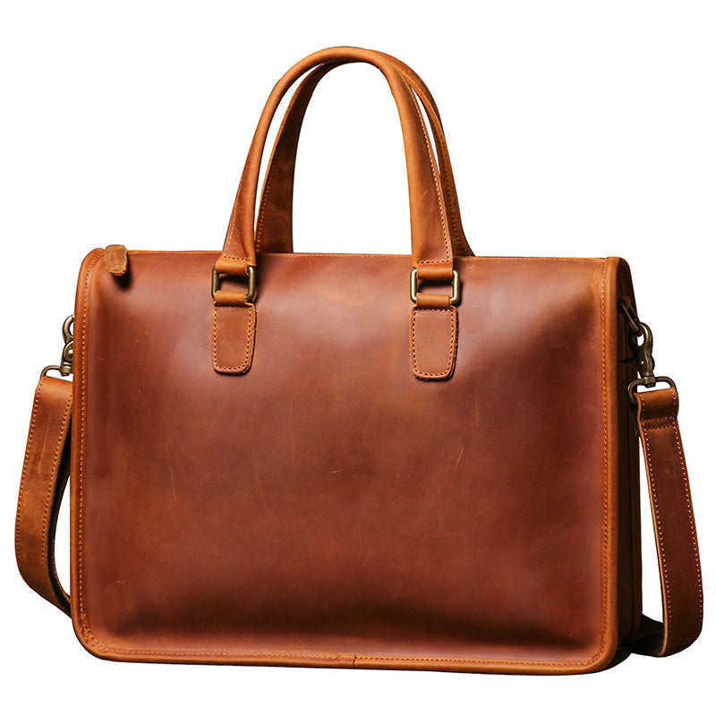 mens bag crazy horse leather briefcase for laptop