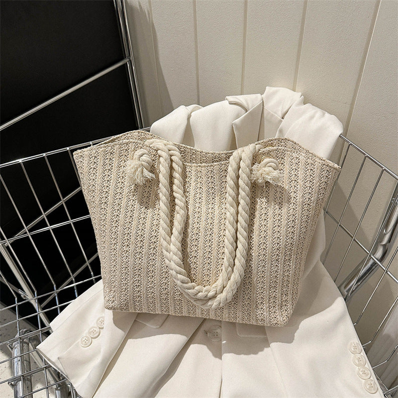 womens fashion straw large capacity shoulder tote bag