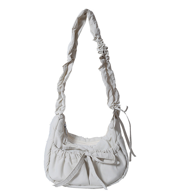 Temperament Wild Nylon Pleated Bow Girls' One-shoulder Bag