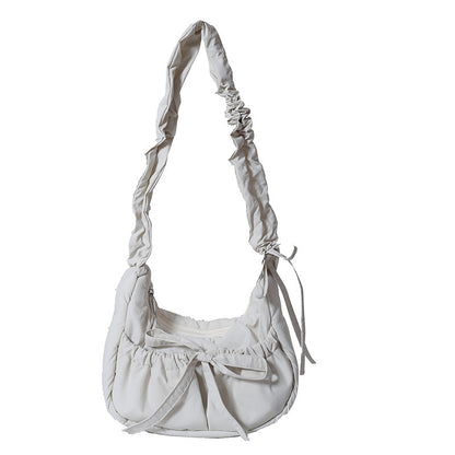 Temperament Wild Nylon Pleated Bow Girls' One-shoulder Bag
