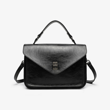 Oil-waxed Leather Vintage New Style Minimalist Fashionable Elegant Womens