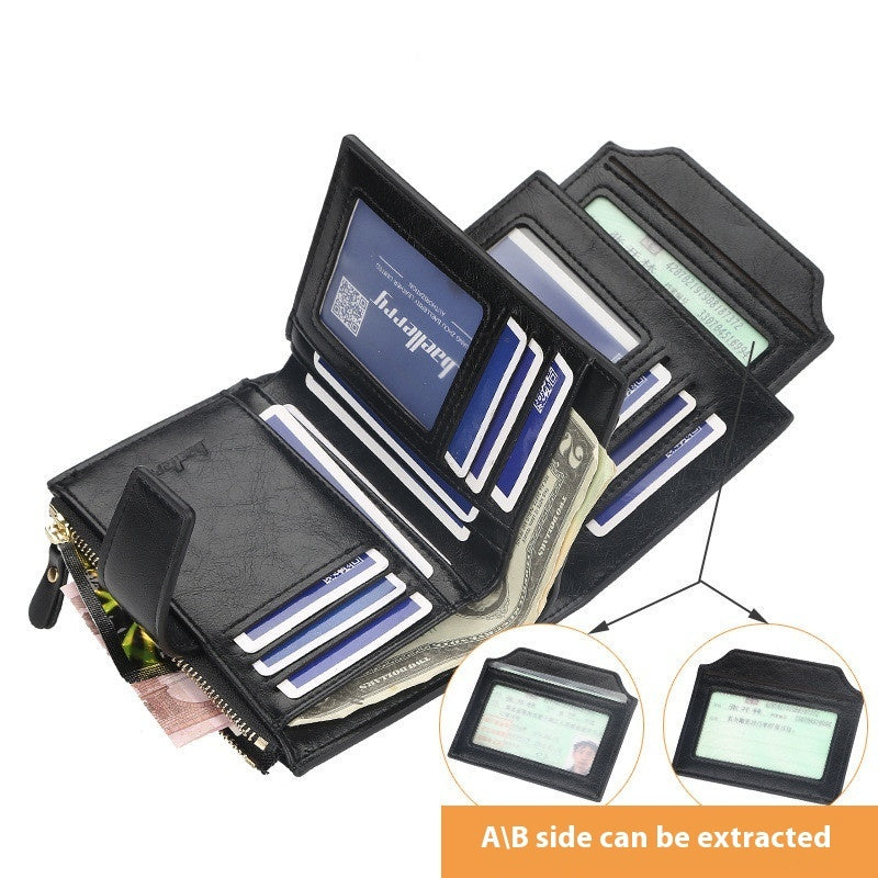 short multiple card slots buckle driving license card holder zipper wallet