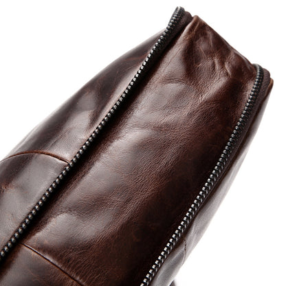 the first layer of oil wax leather one shoulder mens diagonal bag