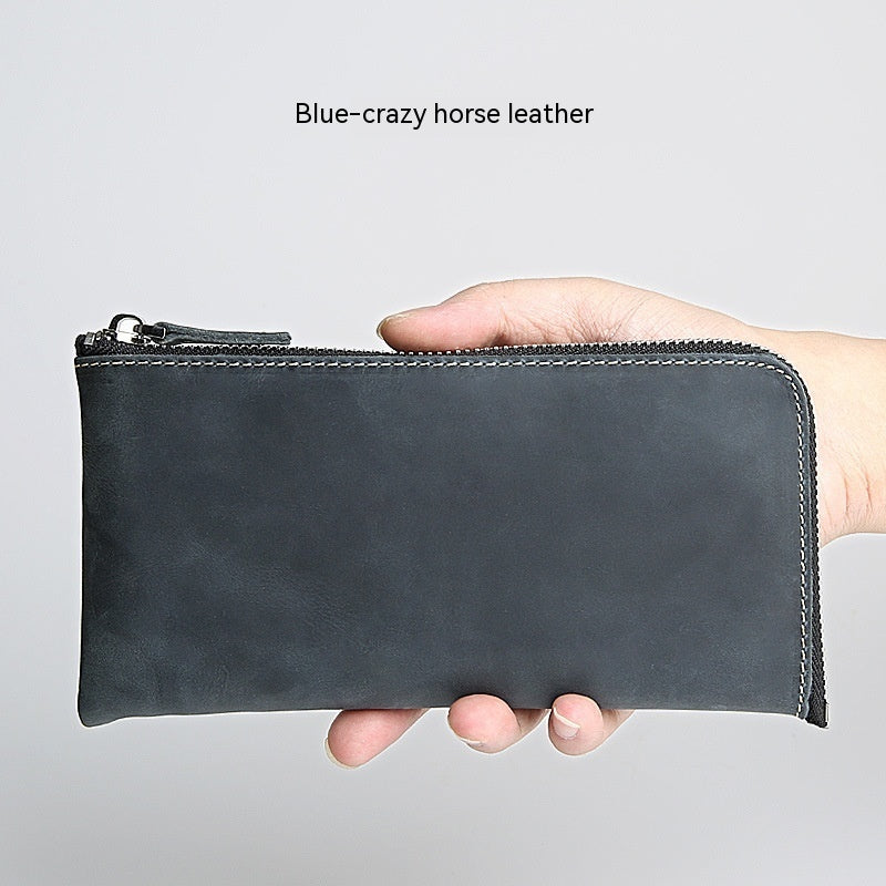 mens short genuine leather wallet crazy horse skin mini change wrap coat cowhide ultra thin pure handmade