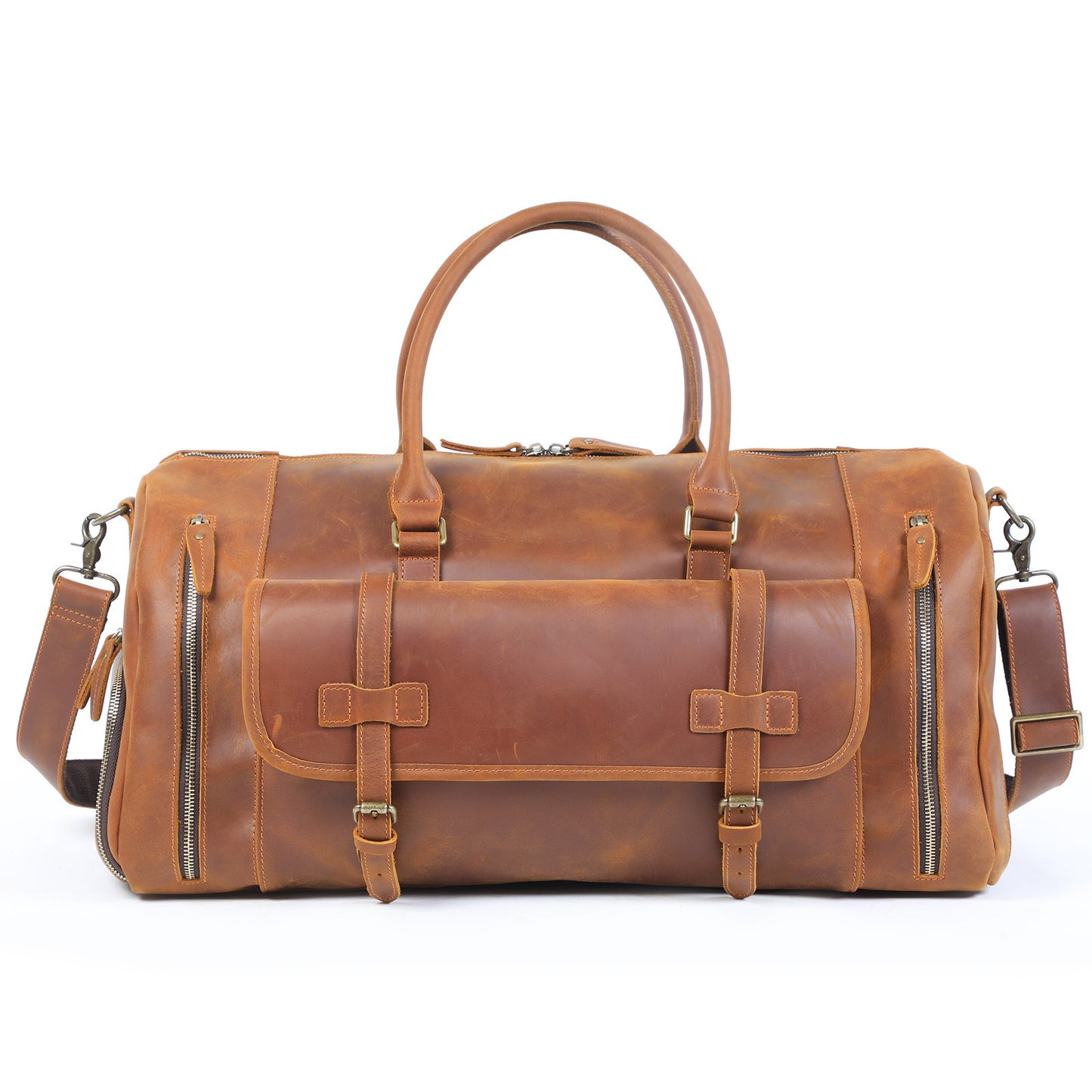 mens retro genuine leather super large capacity first layer cowhide leather hand luggage bag