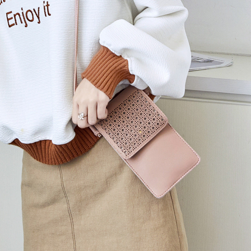 cross body mobile phone bag touching screen clear window mini purse cell phone bag pouch din889