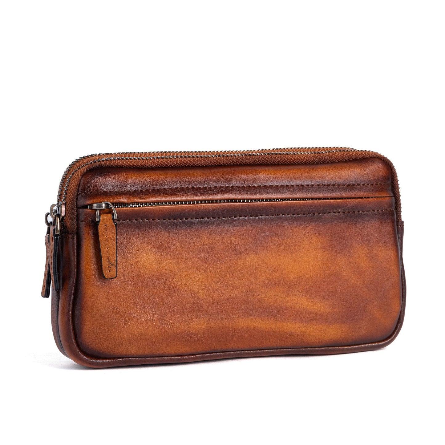 Vertical Model In Square Shape First Layer Cowhide Casual Clutch Men