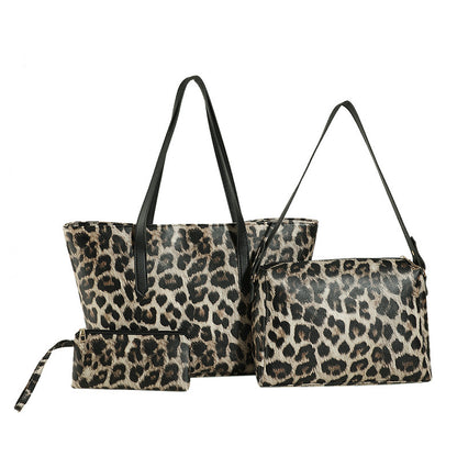 large capacity leopard print tote three piece set