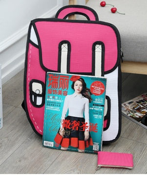 country comics student package two yuan backpack 3d backpack card ventilation computer bag oxford cloth bag personality