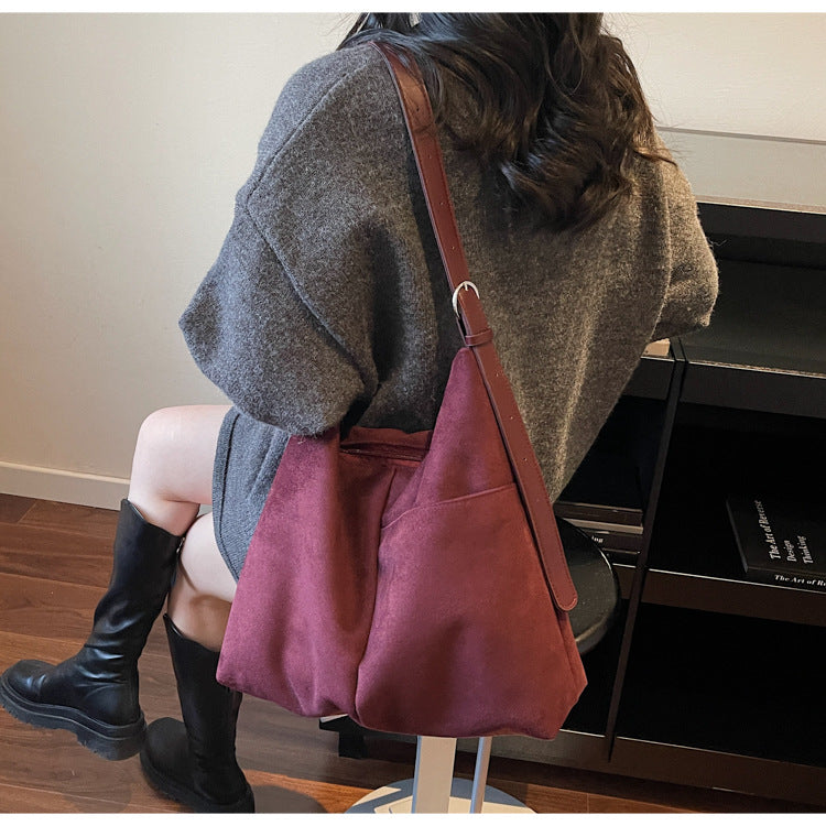 Suede-look High-capacity Versatile Crossbody Bag