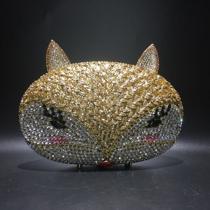 fox rhinestone hollow metal crystal dinner bag