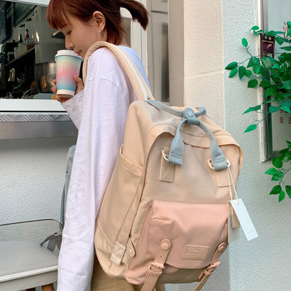 student waterproof nylon backpack classic natural macarons