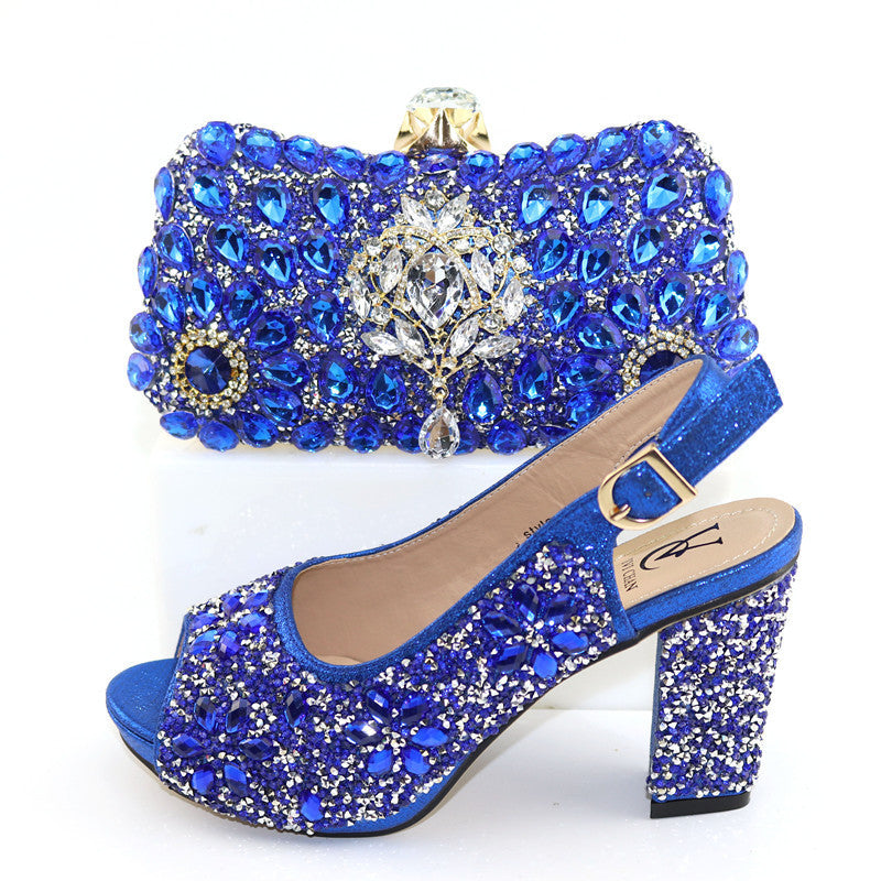 high heel sandals european and american style dinner bag with rhinestone shoes