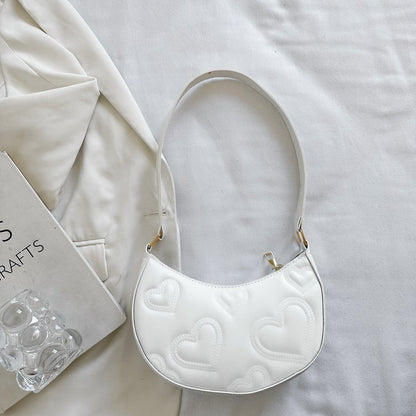 womens solid color love embroidered shoulder bag