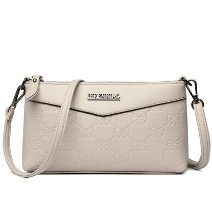 embossed pu texture middle aged and elderly shoulder messenger bag