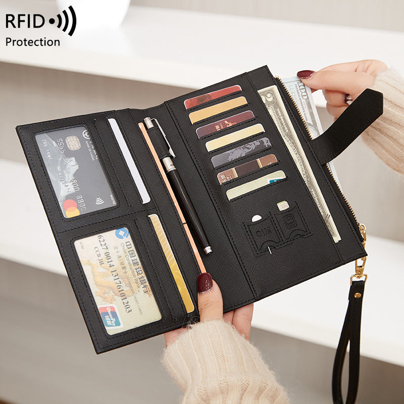 rfid anti magnetic passport holder multifunctional long ladies wallet