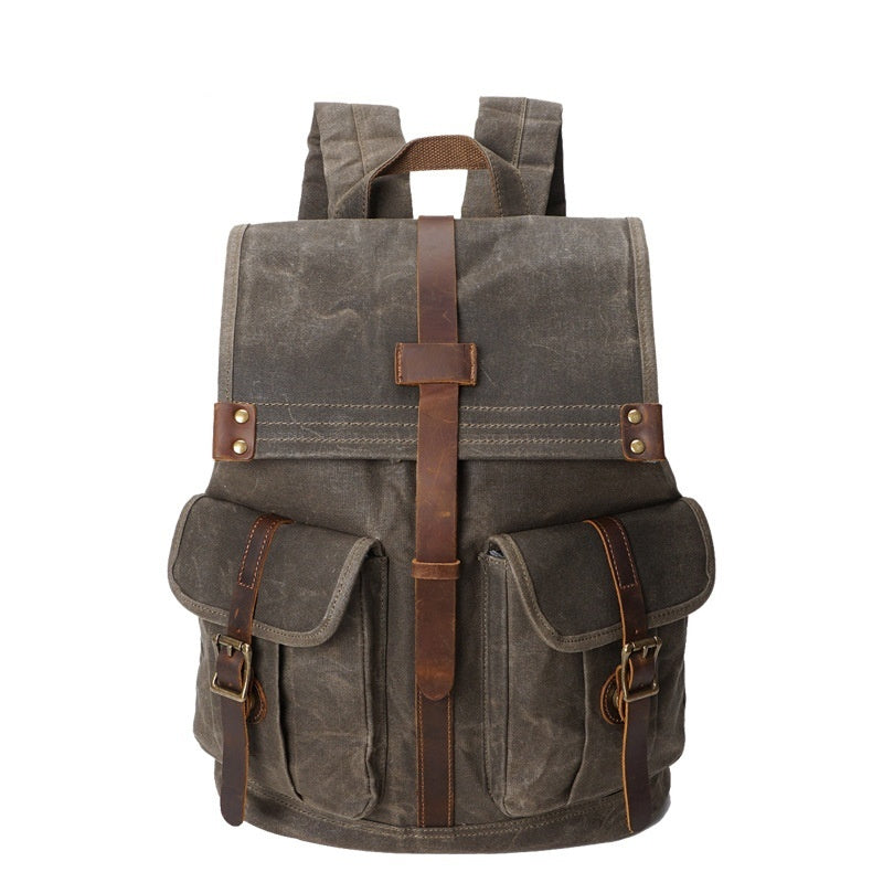 mens oil wax canvas vintage travel backpack