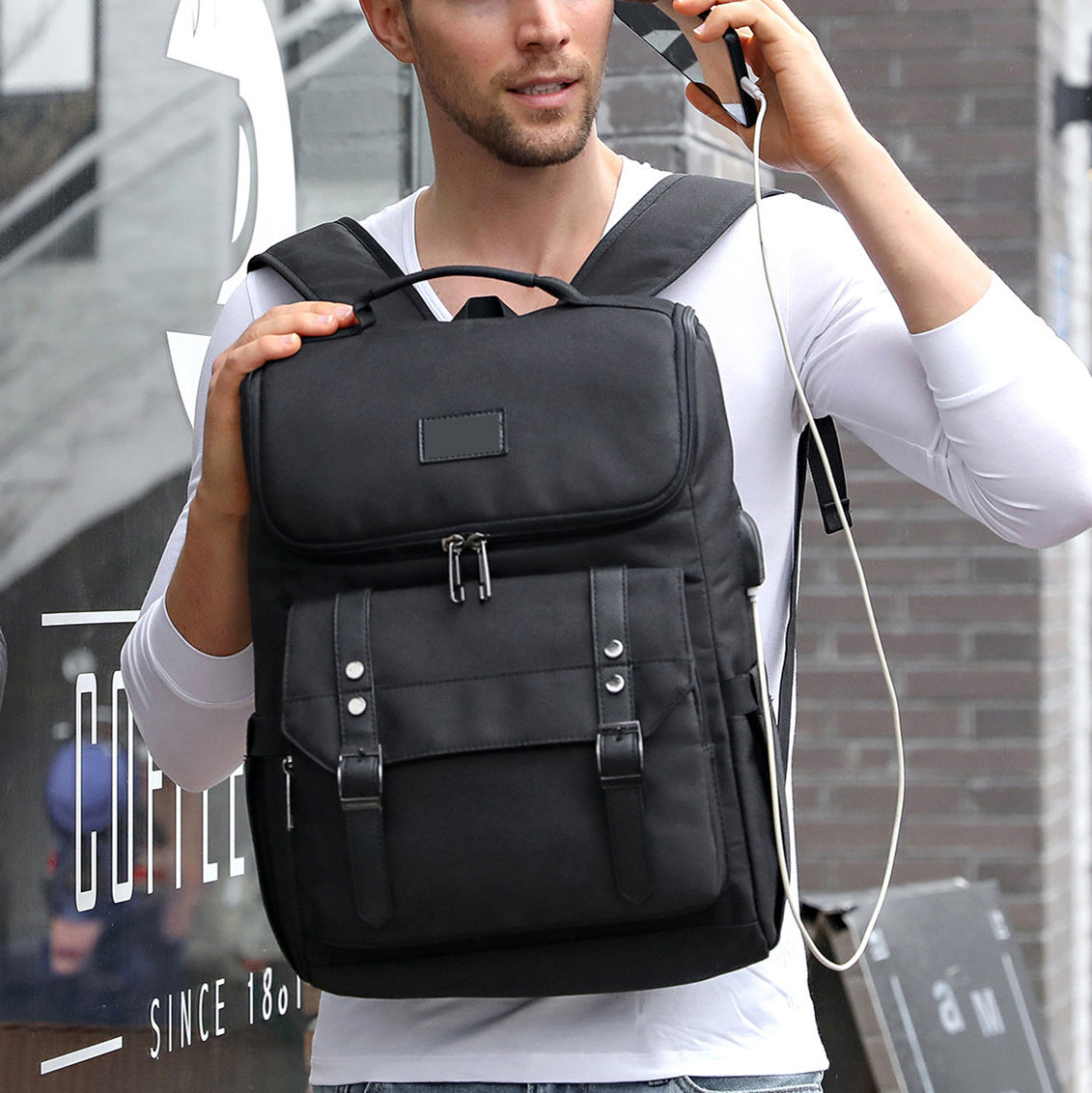 mens backpack retro travel bag usb