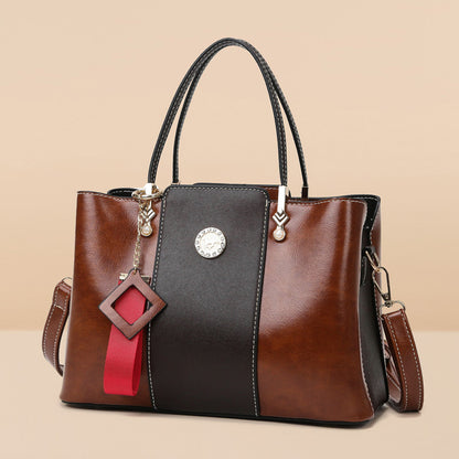 three layer soft leather shoulder messenger bag