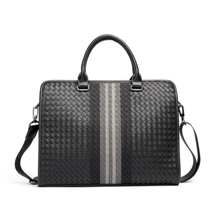 stitching woven business casual briefcase mens shoulder crossbody computer bag